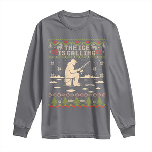 Funny Christmas Ice Fishing Long Sleeve Shirt Merry Fishmas Fish Fishing Ugly Xmas TS10 Charcoal Print Your Wear