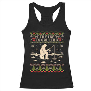 Funny Christmas Ice Fishing Racerback Tank Top Merry Fishmas Fish Fishing Ugly Xmas TS10 Black Print Your Wear