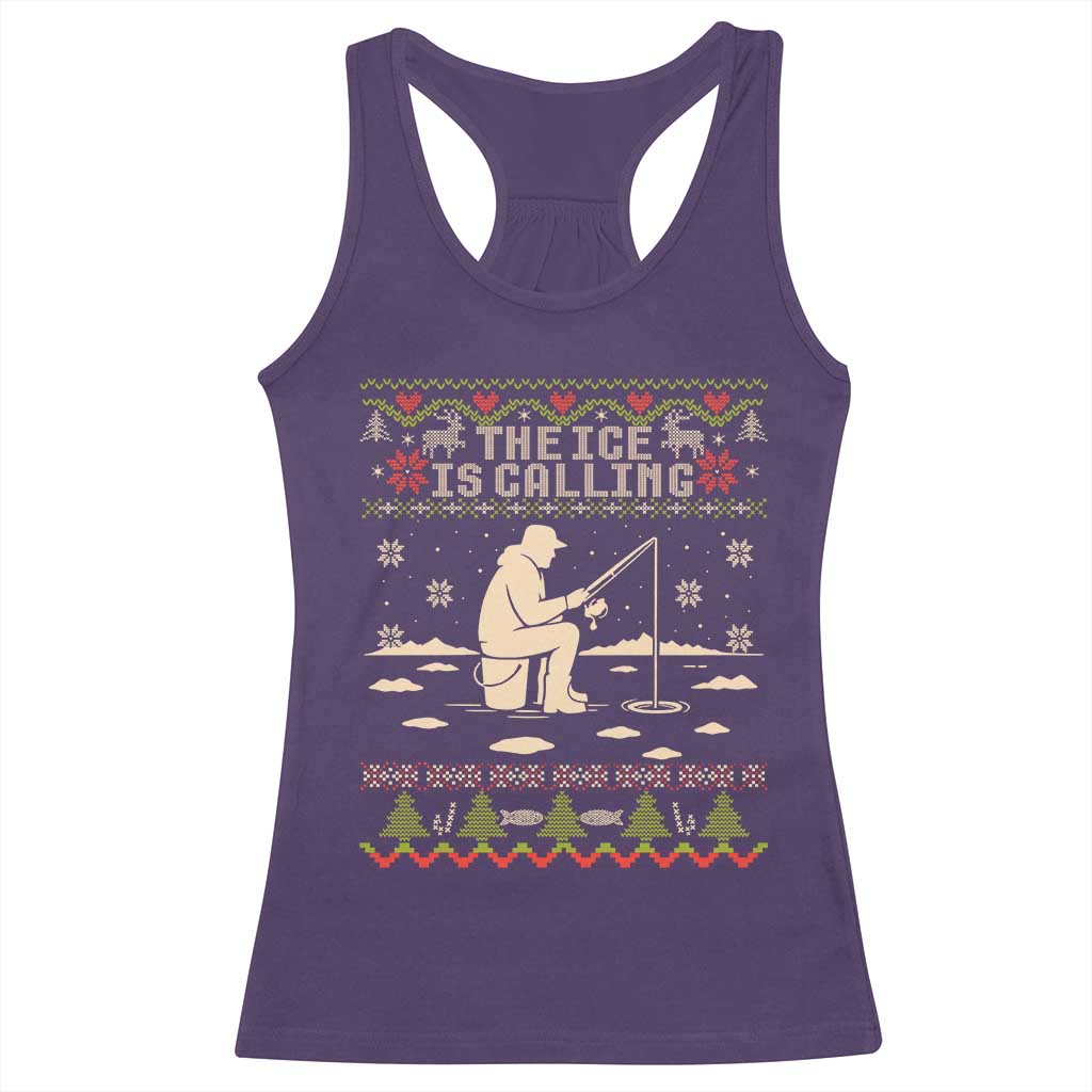 Funny Christmas Ice Fishing Racerback Tank Top Merry Fishmas Fish Fishing Ugly Xmas TS10 Purple Print Your Wear