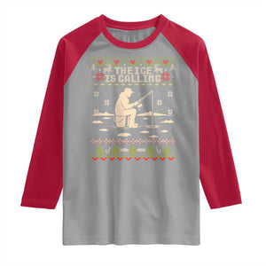 Funny Christmas Ice Fishing Raglan Shirt Merry Fishmas Fish Fishing Ugly Xmas TS10 Sport Gray Red Print Your Wear