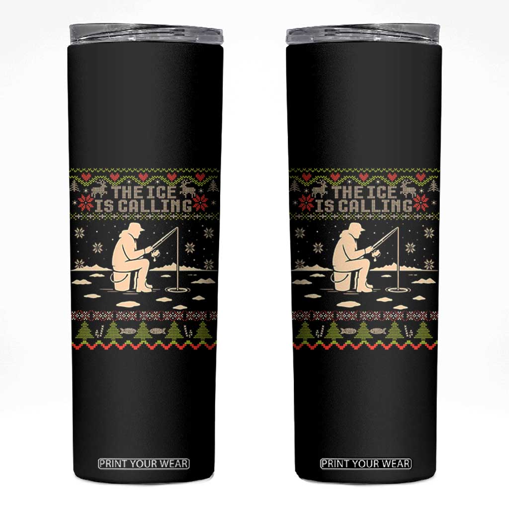 Funny Christmas Ice Fishing Skinny Tumbler Merry Fishmas Fish Fishing Ugly Xmas TS10 Black Print Your Wear