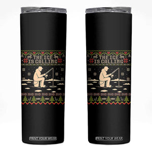 Funny Christmas Ice Fishing Skinny Tumbler Merry Fishmas Fish Fishing Ugly Xmas TS10 Black Print Your Wear