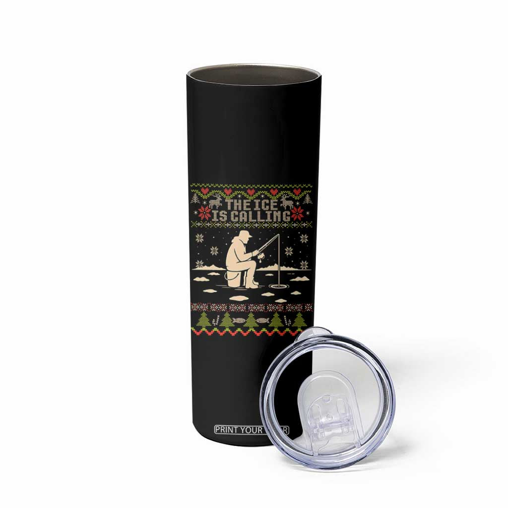 Funny Christmas Ice Fishing Skinny Tumbler Merry Fishmas Fish Fishing Ugly Xmas TS10 Print Your Wear