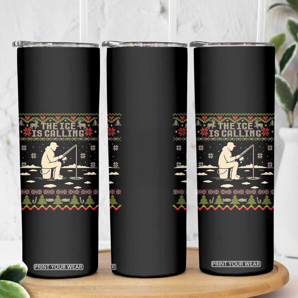 Funny Christmas Ice Fishing Skinny Tumbler Merry Fishmas Fish Fishing Ugly Xmas TS10 Print Your Wear