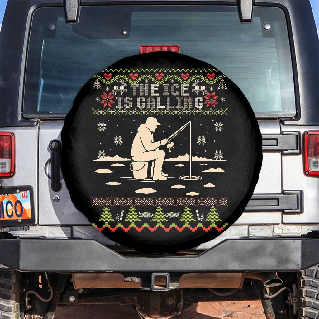 Funny Christmas Ice Fishing Spare Tire Cover Merry Fishmas Fish Fishing Ugly Xmas TS10 No hole Black Print Your Wear