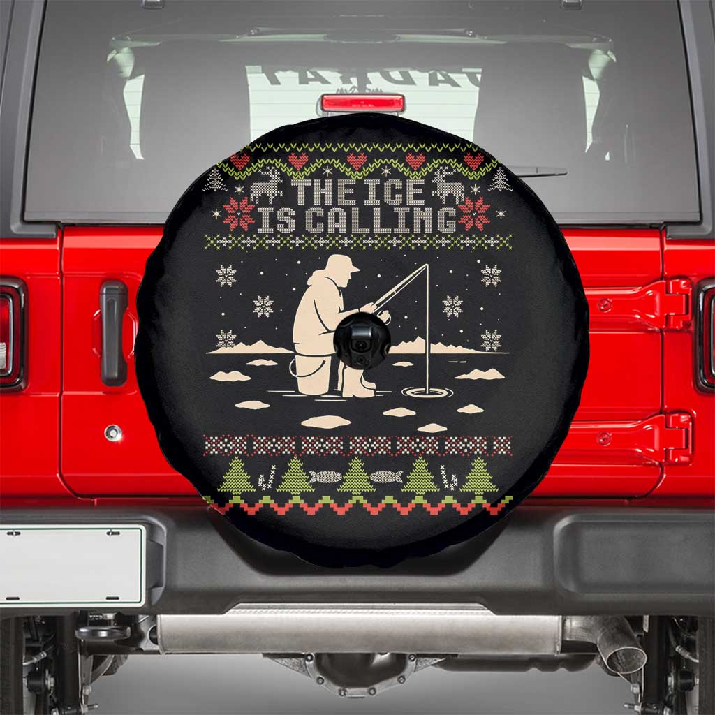 Funny Christmas Ice Fishing Spare Tire Cover Merry Fishmas Fish Fishing Ugly Xmas TS10 Black Print Your Wear