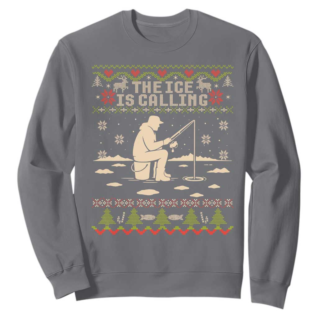 Funny Christmas Ice Fishing Sweatshirt Merry Fishmas Fish Fishing Ugly Xmas TS10 Charcoal Print Your Wear