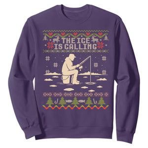 Funny Christmas Ice Fishing Sweatshirt Merry Fishmas Fish Fishing Ugly Xmas TS10 Purple Print Your Wear