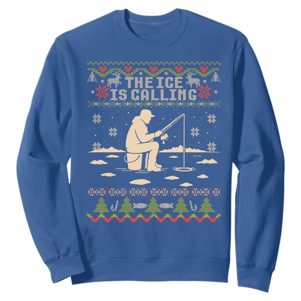 Funny Christmas Ice Fishing Sweatshirt Merry Fishmas Fish Fishing Ugly Xmas TS10 Royal Blue Print Your Wear