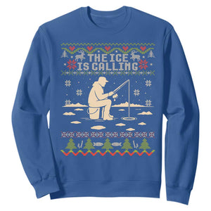 Funny Christmas Ice Fishing Sweatshirt Merry Fishmas Fish Fishing Ugly Xmas TS10 Royal Blue Print Your Wear