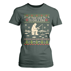 Funny Christmas Ice Fishing T Shirt For Women Merry Fishmas Fish Fishing Ugly Xmas TS10 Dark Forest Green Print Your Wear