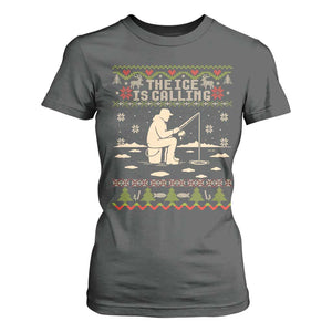 Funny Christmas Ice Fishing T Shirt For Women Merry Fishmas Fish Fishing Ugly Xmas TS10 Dark Heather Print Your Wear