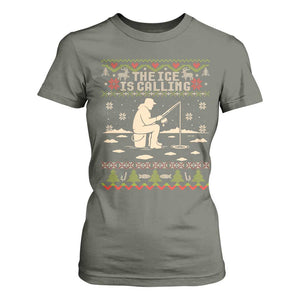 Funny Christmas Ice Fishing T Shirt For Women Merry Fishmas Fish Fishing Ugly Xmas TS10 Military Green Print Your Wear