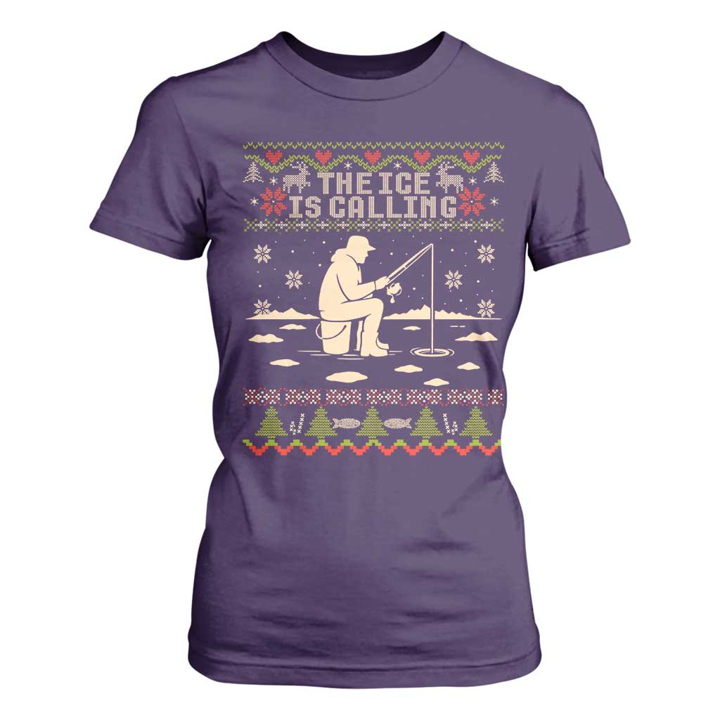 Funny Christmas Ice Fishing T Shirt For Women Merry Fishmas Fish Fishing Ugly Xmas TS10 Purple Print Your Wear
