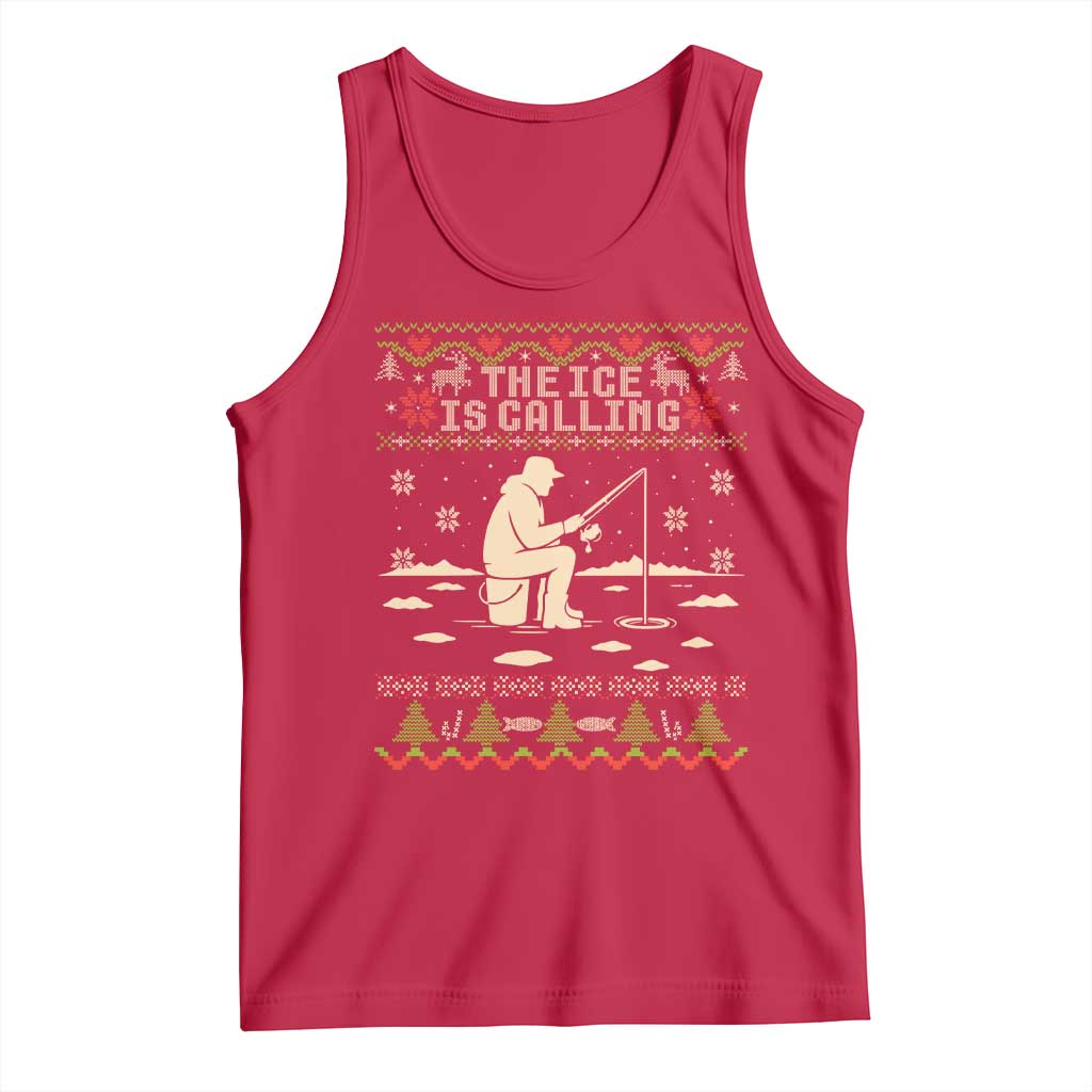 Funny Christmas Ice Fishing Tank Top Merry Fishmas Fish Fishing Ugly Xmas TS10 Red Print Your Wear