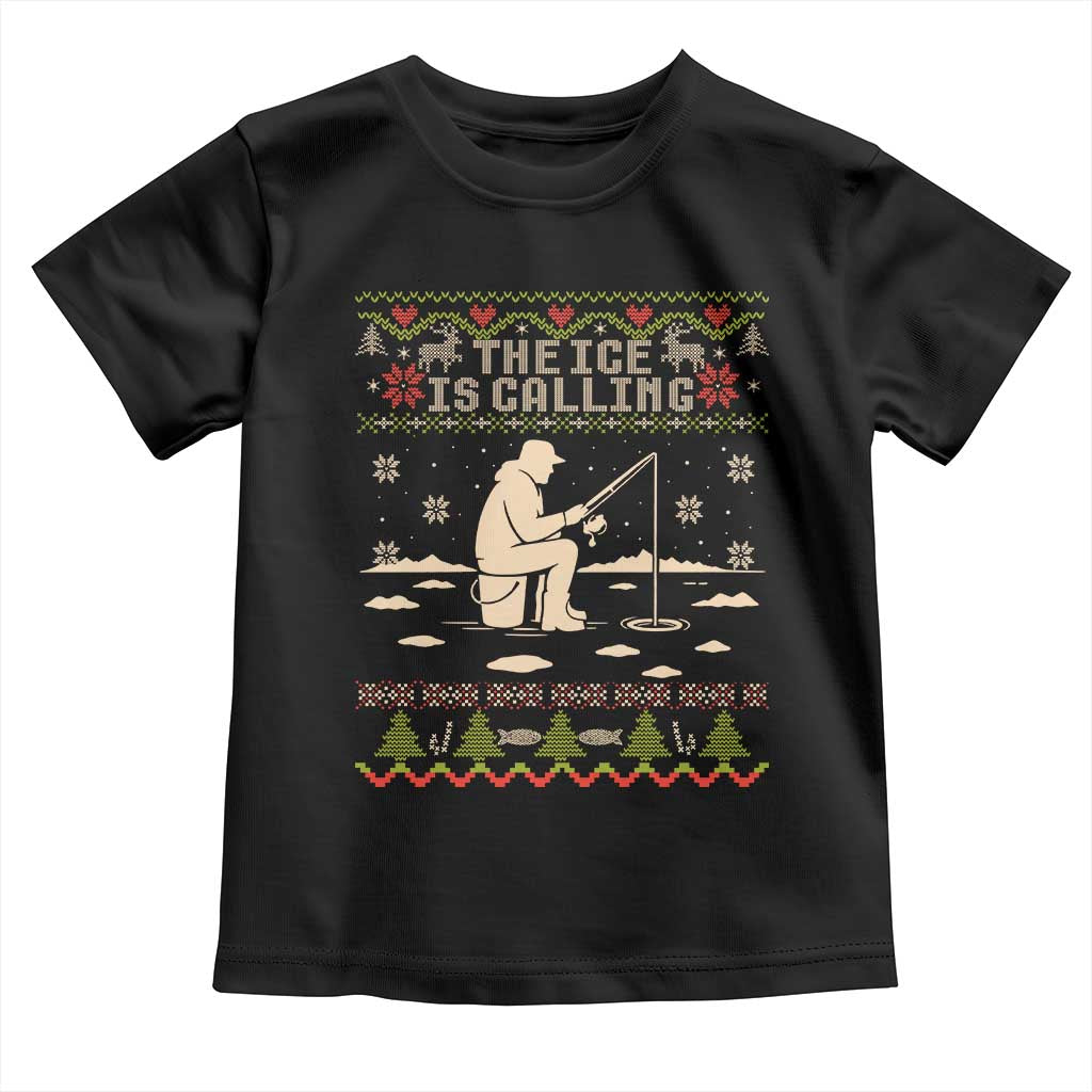 Funny Christmas Ice Fishing Toddler T Shirt Merry Fishmas Fish Fishing Ugly Xmas TS10 Black Print Your Wear