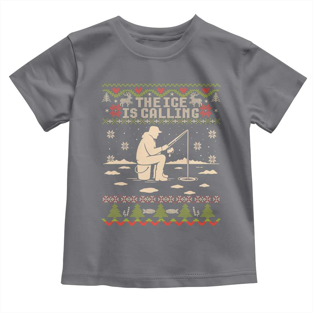 Funny Christmas Ice Fishing Toddler T Shirt Merry Fishmas Fish Fishing Ugly Xmas TS10 Charcoal Print Your Wear