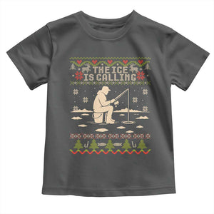 Funny Christmas Ice Fishing Toddler T Shirt Merry Fishmas Fish Fishing Ugly Xmas TS10 Dark Heather Print Your Wear
