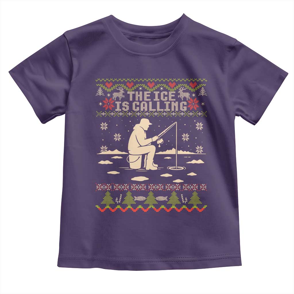 Funny Christmas Ice Fishing Toddler T Shirt Merry Fishmas Fish Fishing Ugly Xmas TS10 Purple Print Your Wear