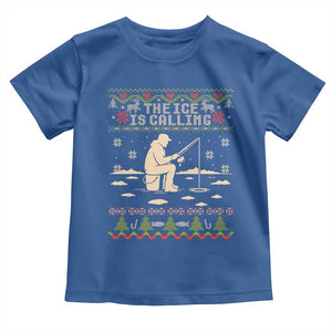 Funny Christmas Ice Fishing Toddler T Shirt Merry Fishmas Fish Fishing Ugly Xmas TS10 Royal Blue Print Your Wear