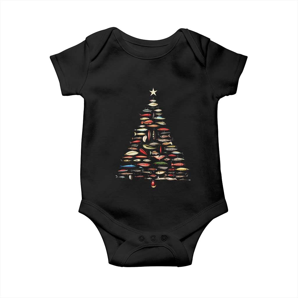 Fishing Lure Christmas Tree Baby Onesie Retro Fisherman Xmas Fish Fly TS10 Black Print Your Wear