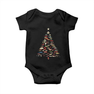 Fishing Lure Christmas Tree Baby Onesie Retro Fisherman Xmas Fish Fly TS10 Black Print Your Wear