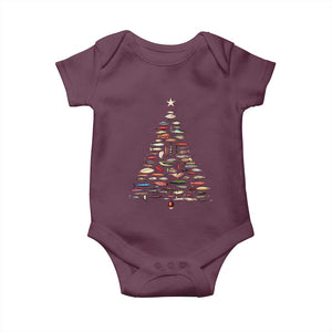 Fishing Lure Christmas Tree Baby Onesie Retro Fisherman Xmas Fish Fly TS10 Maroon Print Your Wear
