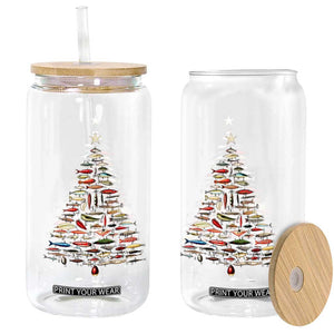 Fishing Lure Christmas Tree Glass Can Retro Fisherman Xmas Fish Fly TS10 Print Your Wear