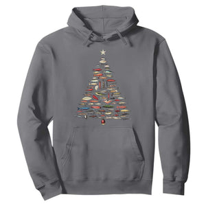 Fishing Lure Christmas Tree Hoodie Retro Fisherman Xmas Fish Fly TS10 Charcoal Print Your Wear
