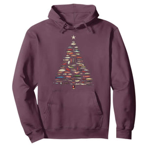 Fishing Lure Christmas Tree Hoodie Retro Fisherman Xmas Fish Fly TS10 Maroon Print Your Wear
