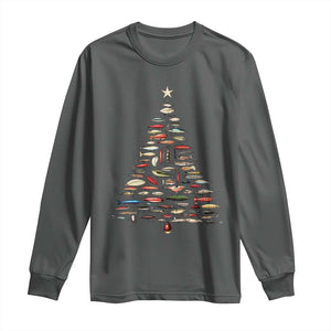 Fishing Lure Christmas Tree Long Sleeve Shirt Retro Fisherman Xmas Fish Fly TS10 Dark Heather Print Your Wear