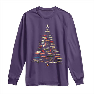 Fishing Lure Christmas Tree Long Sleeve Shirt Retro Fisherman Xmas Fish Fly TS10 Purple Print Your Wear
