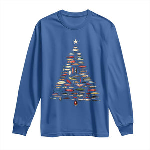 Fishing Lure Christmas Tree Long Sleeve Shirt Retro Fisherman Xmas Fish Fly TS10 Royal Blue Print Your Wear