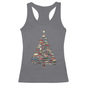 Fishing Lure Christmas Tree Racerback Tank Top Retro Fisherman Xmas Fish Fly TS10 Charcoal Print Your Wear