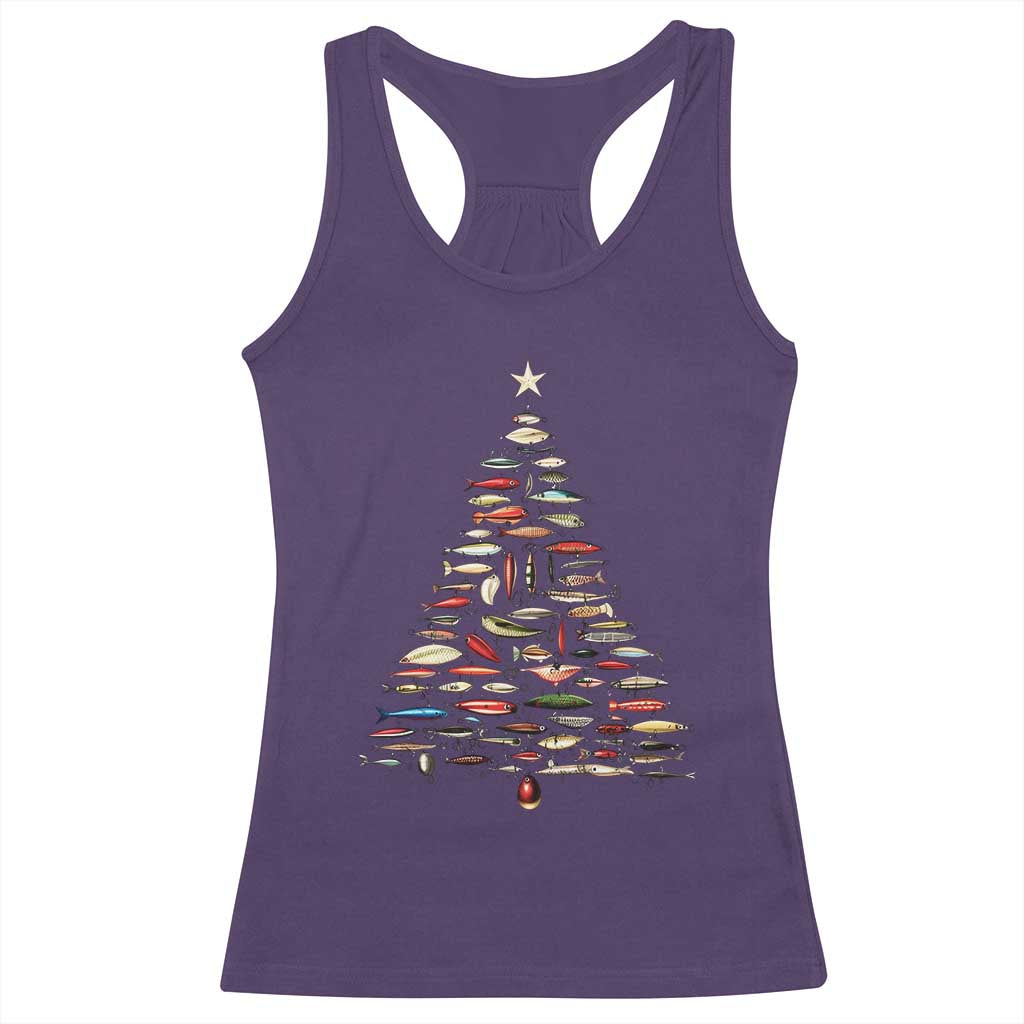 Fishing Lure Christmas Tree Racerback Tank Top Retro Fisherman Xmas Fish Fly TS10 Purple Print Your Wear