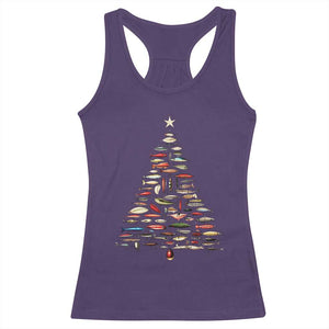 Fishing Lure Christmas Tree Racerback Tank Top Retro Fisherman Xmas Fish Fly TS10 Purple Print Your Wear