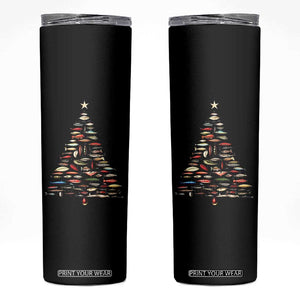 Fishing Lure Christmas Tree Skinny Tumbler Retro Fisherman Xmas Fish Fly TS10 Black Print Your Wear
