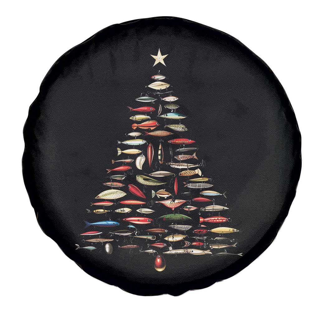 Fishing Lure Christmas Tree Spare Tire Cover Retro Fisherman Xmas Fish Fly TS10 Print Your Wear