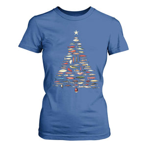Fishing Lure Christmas Tree T Shirt For Women Retro Fisherman Xmas Fish Fly TS10 Royal Blue Print Your Wear
