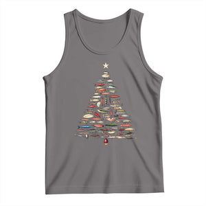 Fishing Lure Christmas Tree Tank Top Retro Fisherman Xmas Fish Fly TS10 Deep Heather Print Your Wear