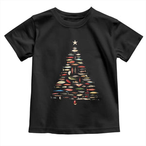Fishing Lure Christmas Tree Toddler T Shirt Retro Fisherman Xmas Fish Fly TS10 Black Print Your Wear