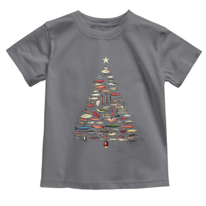 Fishing Lure Christmas Tree Toddler T Shirt Retro Fisherman Xmas Fish Fly TS10 Charcoal Print Your Wear