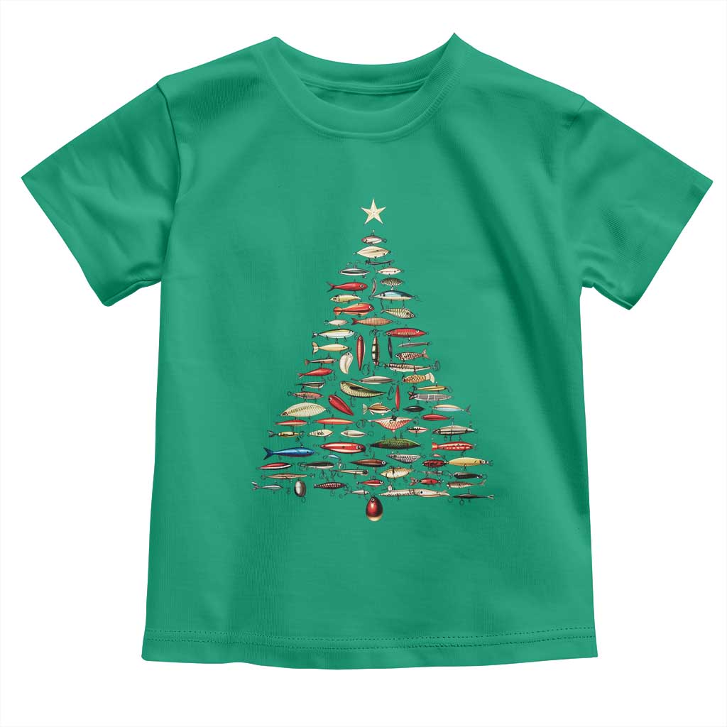 Fishing Lure Christmas Tree Toddler T Shirt Retro Fisherman Xmas Fish Fly TS10 Irish Green Print Your Wear