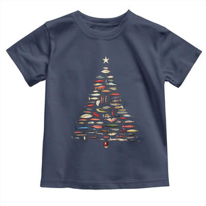 Fishing Lure Christmas Tree Toddler T Shirt Retro Fisherman Xmas Fish Fly TS10 Navy Print Your Wear