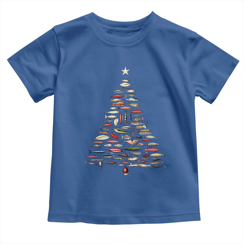 Fishing Lure Christmas Tree Toddler T Shirt Retro Fisherman Xmas Fish Fly TS10 Royal Blue Print Your Wear