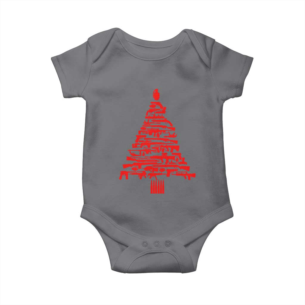 Funny Guns Christmas Baby Onesie 2nd Amendment Xmas Tree Gun Lovers TS10 Charcoal Print Your Wear