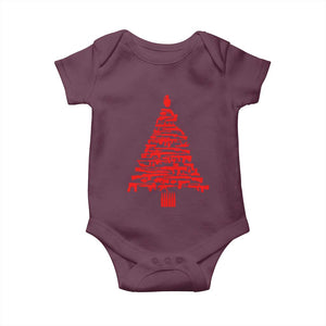Funny Guns Christmas Baby Onesie 2nd Amendment Xmas Tree Gun Lovers TS10 Maroon Print Your Wear