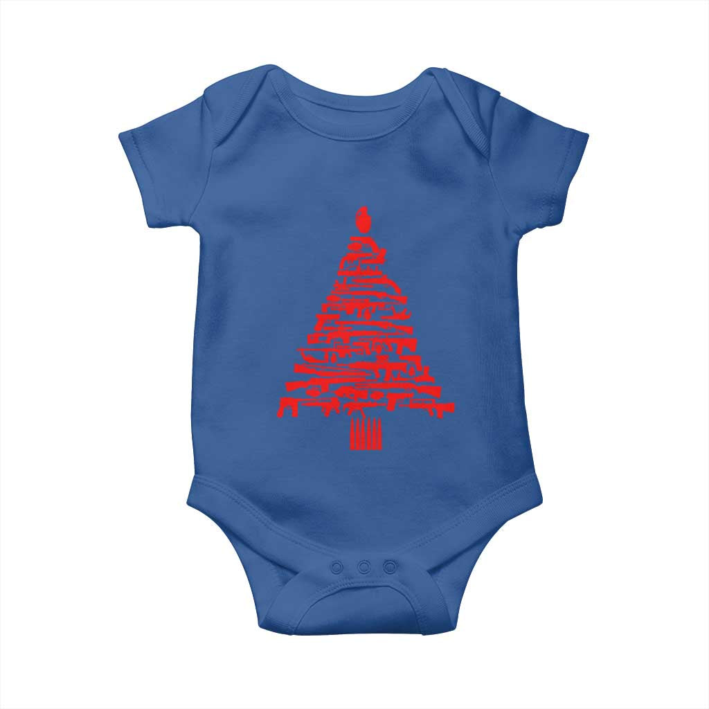 Funny Guns Christmas Baby Onesie 2nd Amendment Xmas Tree Gun Lovers TS10 Royal Blue Print Your Wear