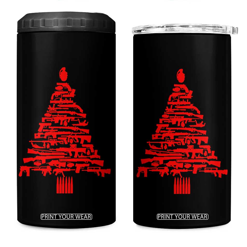 Funny Guns Christmas 4 in 1 Can Cooler Tumbler 2nd Amendment Xmas Tree Gun Lovers TS10 One Size: 16 oz Black Print Your Wear