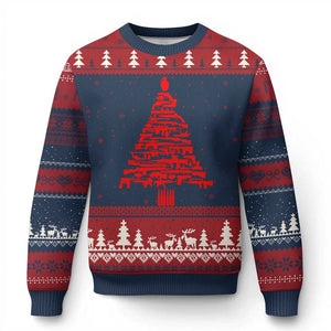 Funny Guns Xmas Ugly Christmas Sweater 2nd Amendment Xmas Tree Gun Lovers TS10 Navy Red Print Your Wear